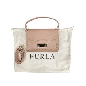 NWT Furla Crossbody Women’s 1Size Gold Hardware Studs Saffiano Leather Dust Pink